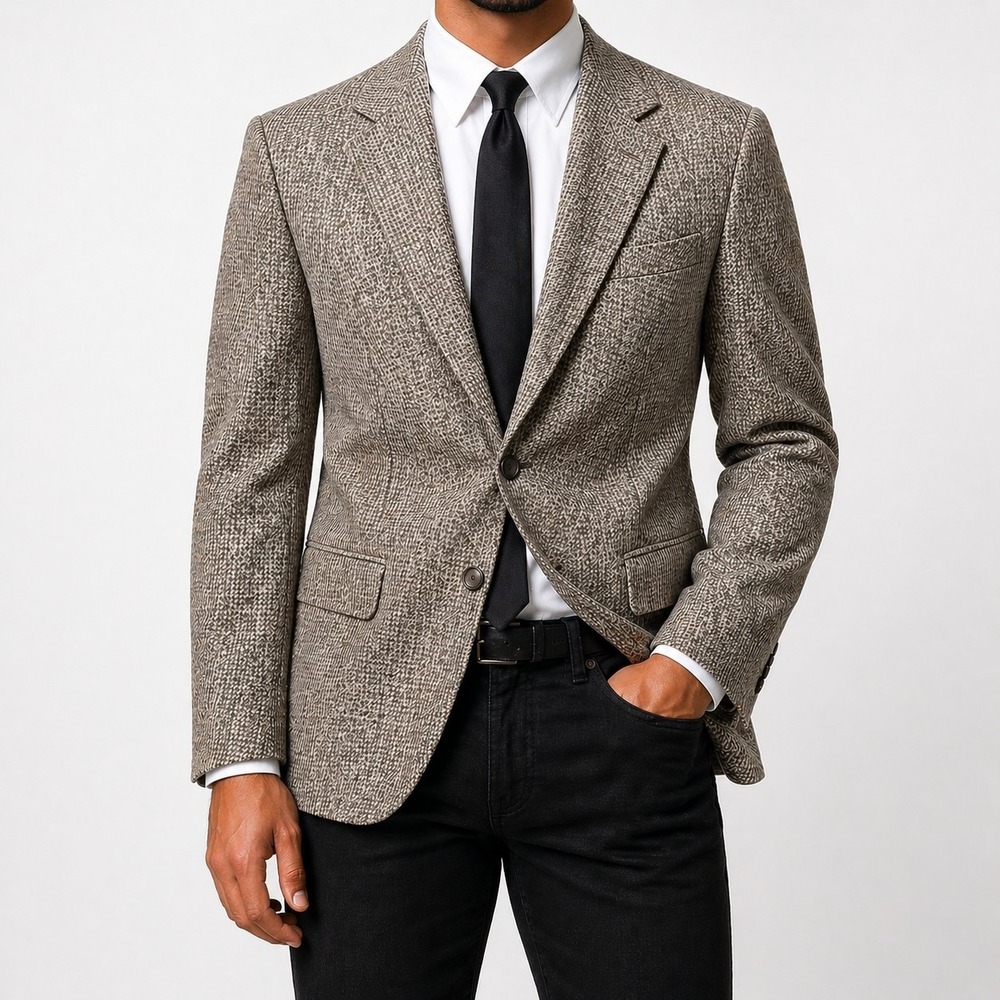 Townscraft Blazer Size 44 R Brown Tan Tweed Wool Blend Jacket Sports Coat